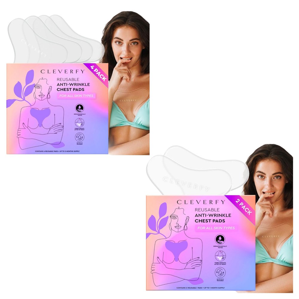 CLEVERFY Silicone Chest Wrinkle Pads for Dcollet - 2 x 4 Tshape