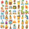 Neptniopllab 63 Pieces Hawaiian Luau Themed Tattoos, Self-Adhesive Summber Beach Plam Trees Flower Tattoos Stickers Waterproof Tropical Party Decoration Supplies for Women Girls Boys view 1