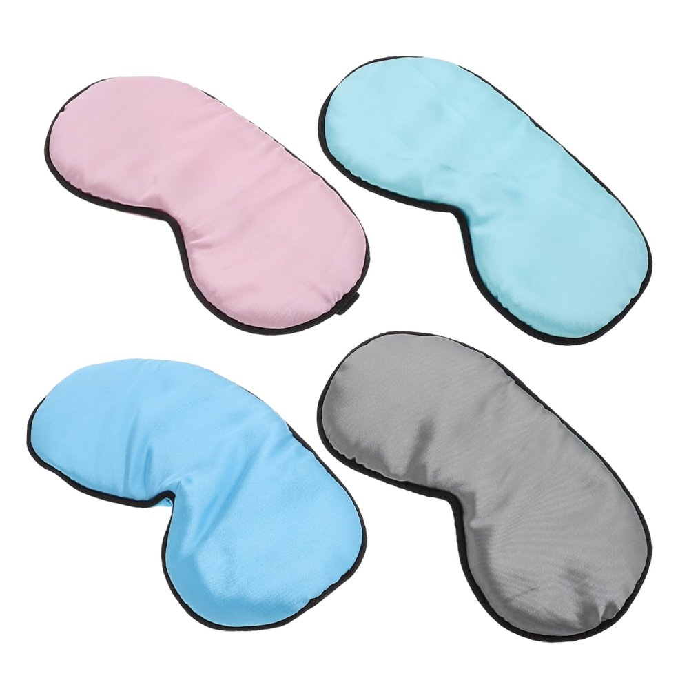4pcs Double Sided Satin Sleep Mask for Travel Relaxation Comfortable Eye Cover with Elastic Strap for Naps Light Blocking