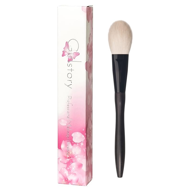 1pc Hand Crafted Makeup Brushes Soft Goat Fox Squirrel Hair Synthetic Fiber Face Powder Contour Eye Shadow Blending Eyebrow Brush Ebony Wood Handle Professional Make Up Brushes (F04)