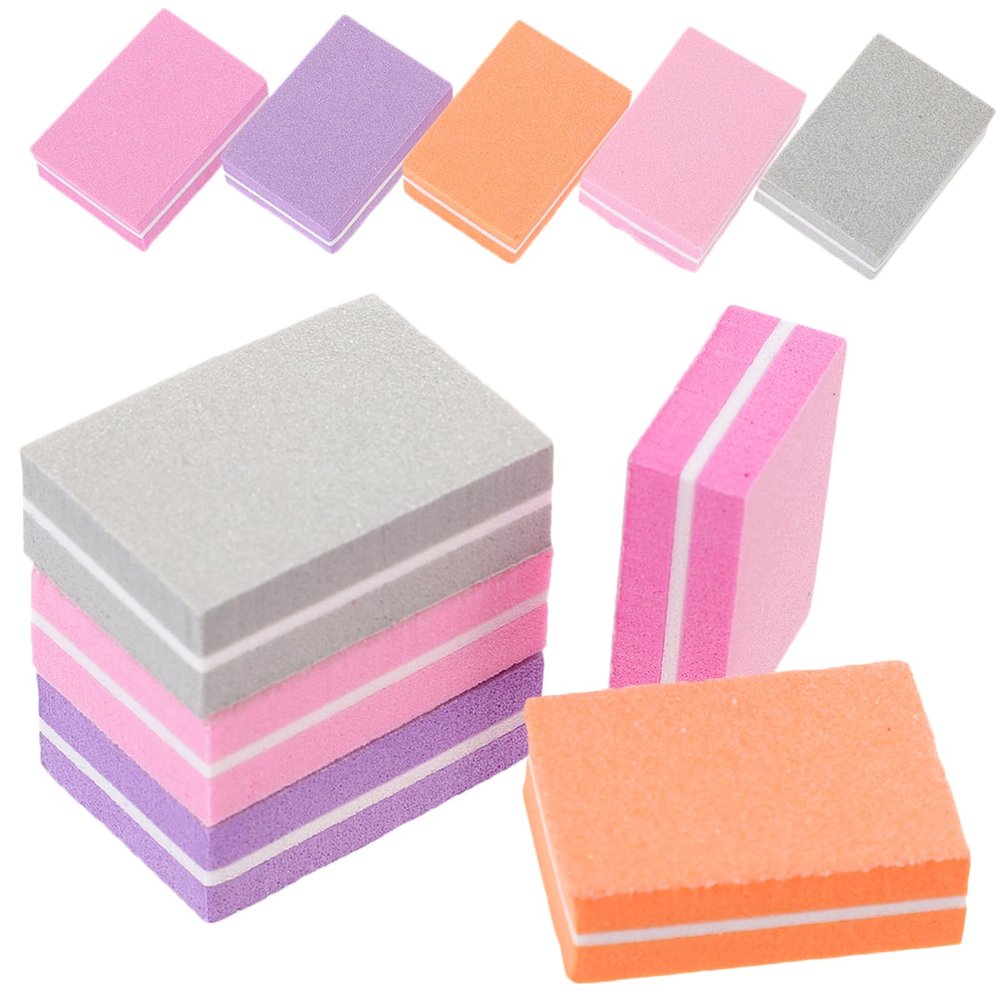 TOVINANNA 50Pcs Double Sided Block Nail Files Sponge Nail Buffers for Easy Manicure and Polishing Compact Nail Grinding Tool for Home and Salon Use for Fingernails