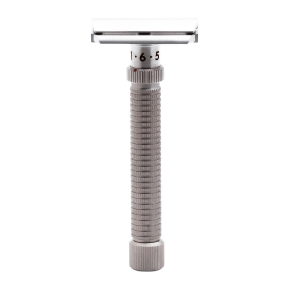Rex Supply Co. Ambassador XL Adjustable Stainless Steel Double Edge Safety Razor | Extra-Long Handle | Custom Blade Exposure | Made in USA | Precision Wet Shaving Tool for Men