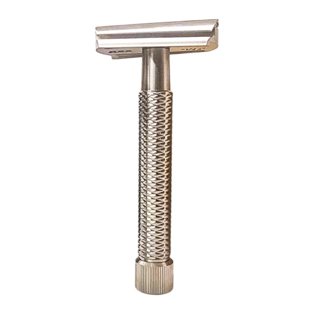 Rex Supply Co. Sentry Slant XL Double Edge Razor  Marine Grade Stainless Steel, Slanted Head for Coarse Beard & Sensitive Skin | Diamond Grip Handle | 3-Piece DE Safety Razor | Made in USA