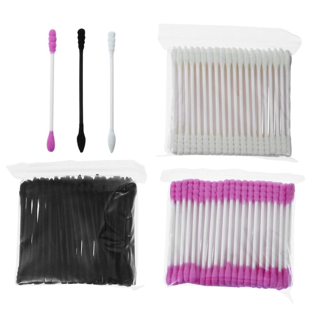 3 Packs Double Head Cotton Swabs for Makeup and Cleaning Gentle Lint Applicator Sticks Per Pack for Daily Use and Travel
