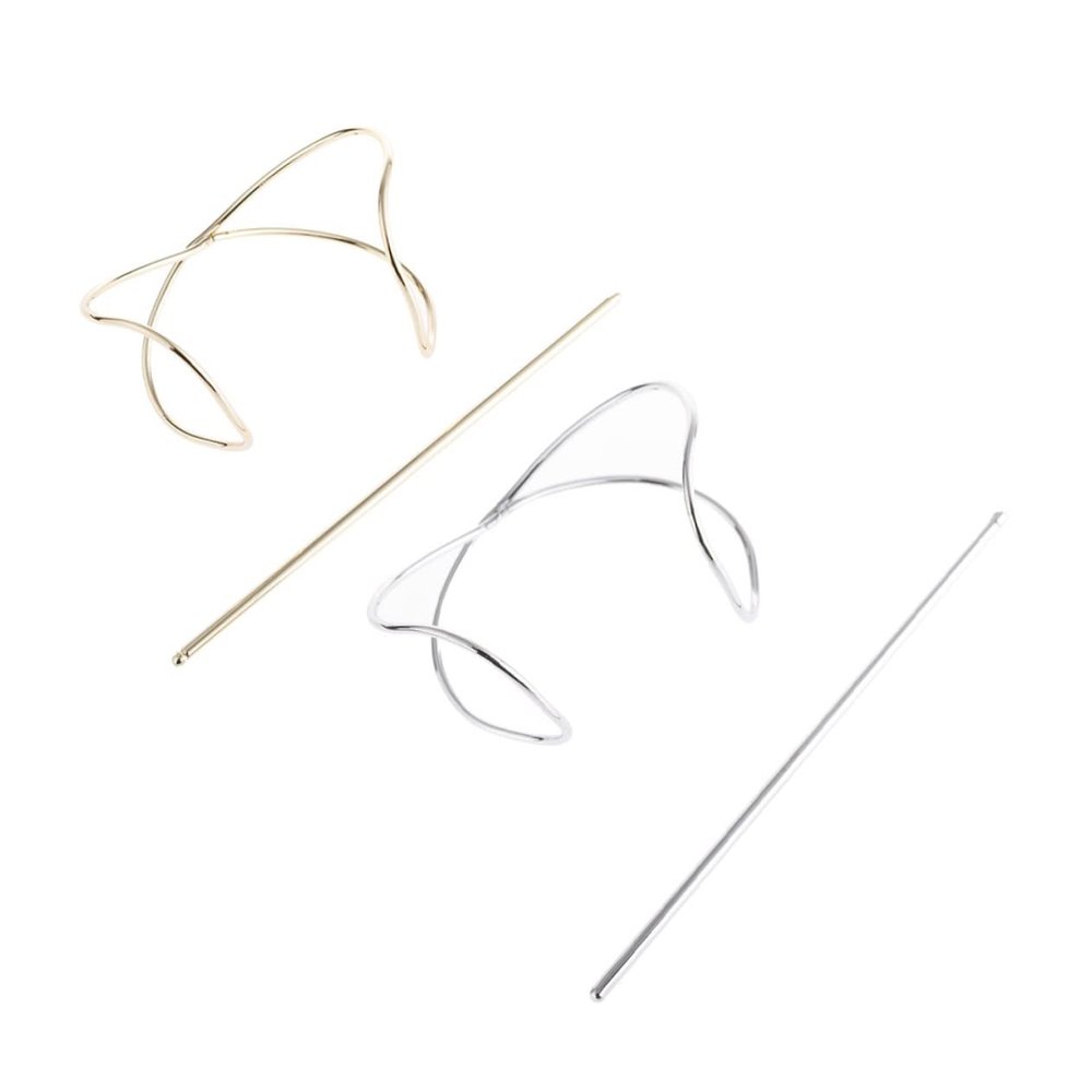 2pcs Decorative Hair Cuff Bun Holders Irregular Hair Sticks Lightweight Accessories for Casual Weddings Special Occasions