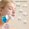 Beomeen Face Brush 2 in 1, Facial Cleansing Exfoliating Scrubber Brush, Silicone Double Side Manual Face Wash Scrub Brush with Soft Fiber for Deep Pore Cleansing, Massaging, Skin Care,Gradient Blue view 4