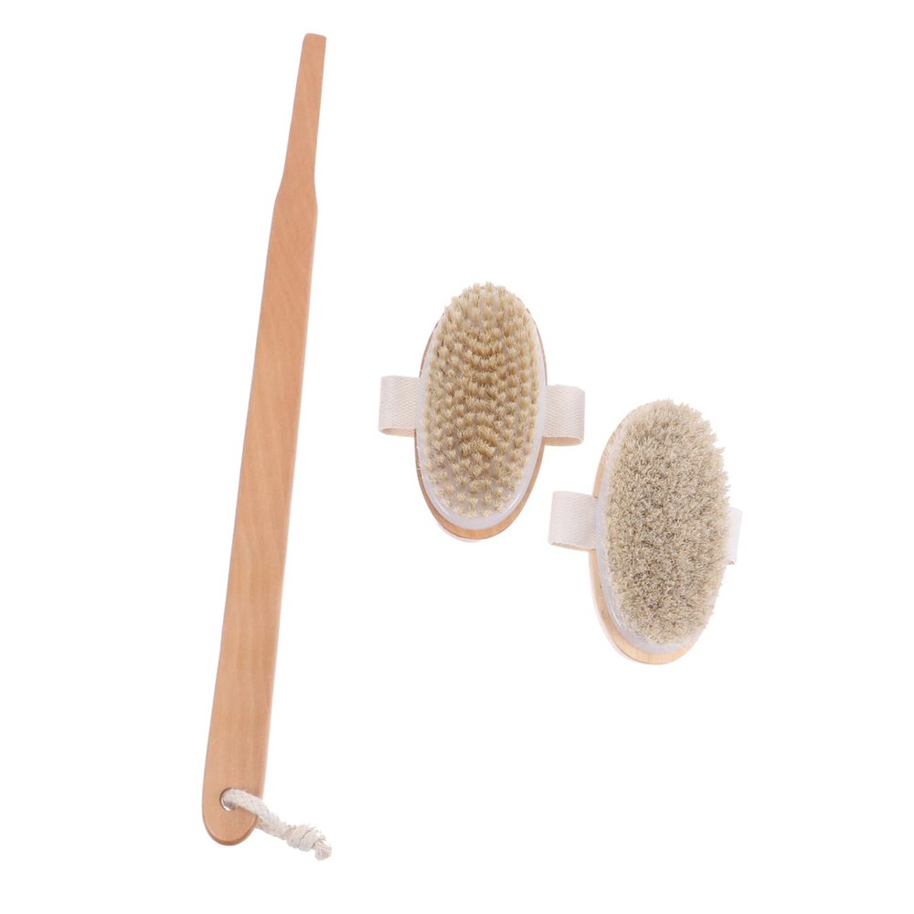 1 Set Wooden Bath Brush Natural Boar Bristles Back Scrubber for Comfortable Cleansing Strong Cleaning Power for Family Use Design
