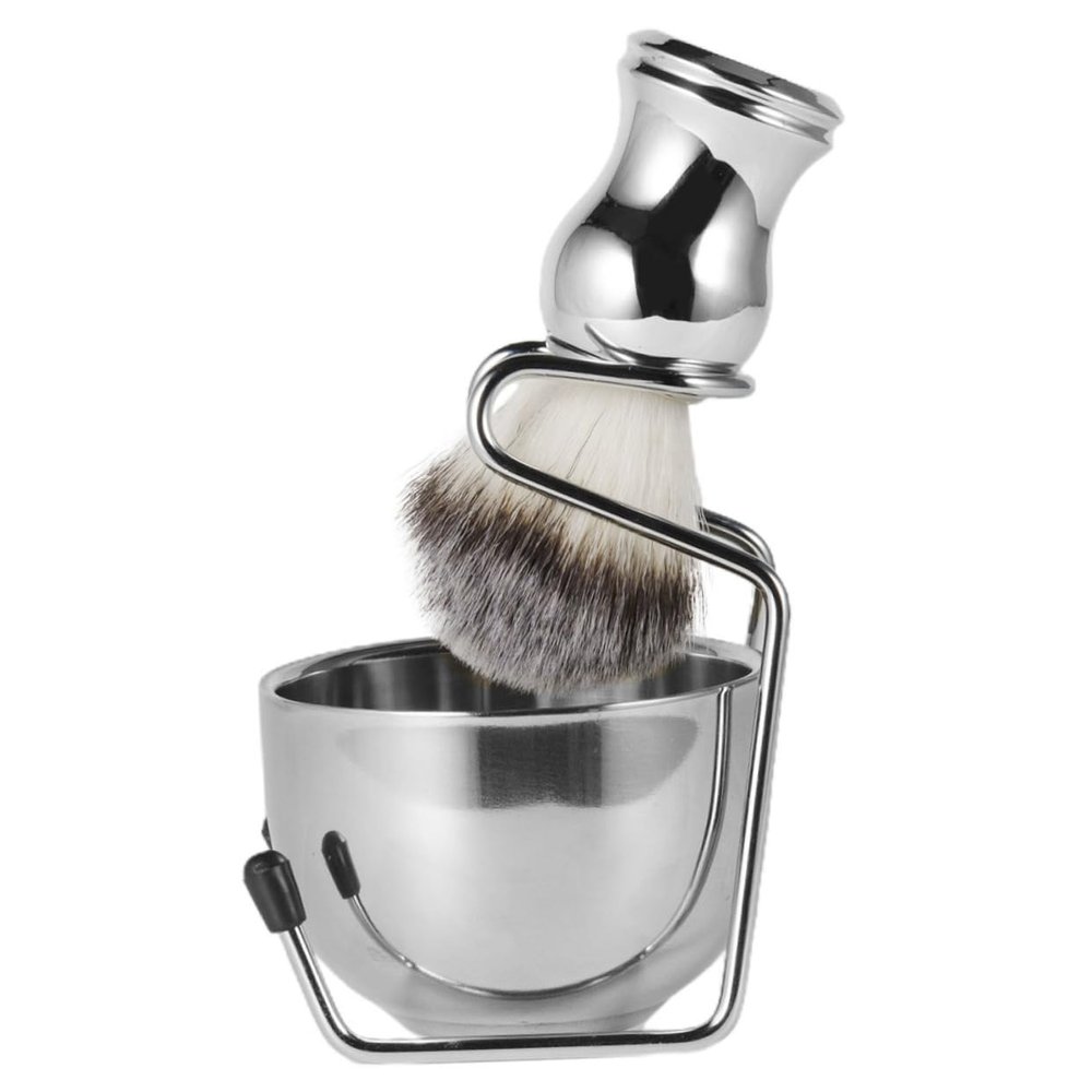 1 Set Shaving Kit for Men Shaving Bowl Brush Stand Durable with Cleaning Brush for Effortless Maintenance and Versatile Grooming Needs
