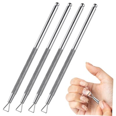 4Pcs Stainless Steel Cuticle Pusher Nail Art Scraper Tool Gel Polish Remover for Manicure Pedicure Ergonomic Design for Home Salon Use Elegant Silver