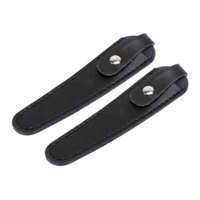 2Pcs Cattlehide Scissor Covers Protective Tool Sleeves for Safe Storage Lightweight and Stylish Design for Household Use Black