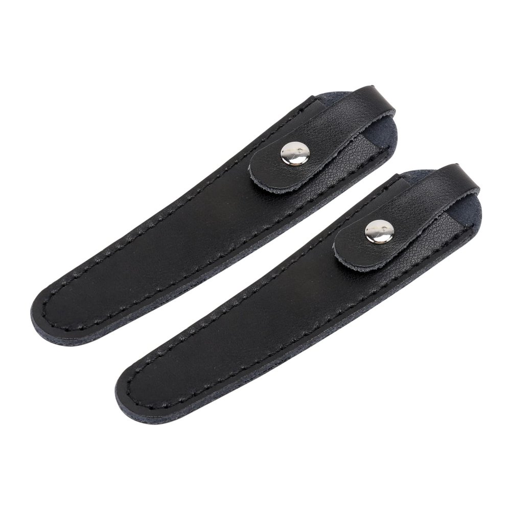 2Pcs Cattlehide Scissor Covers Protective Tool Sleeves for Safe Storage Lightweight and Stylish Design for Household Use Black