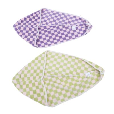 Beaupretty 2pcs Checkered Fleece Hair Dry Cap Absorbent Women's Beanie for Winter Checkered Head Scarf After Shower Wrap