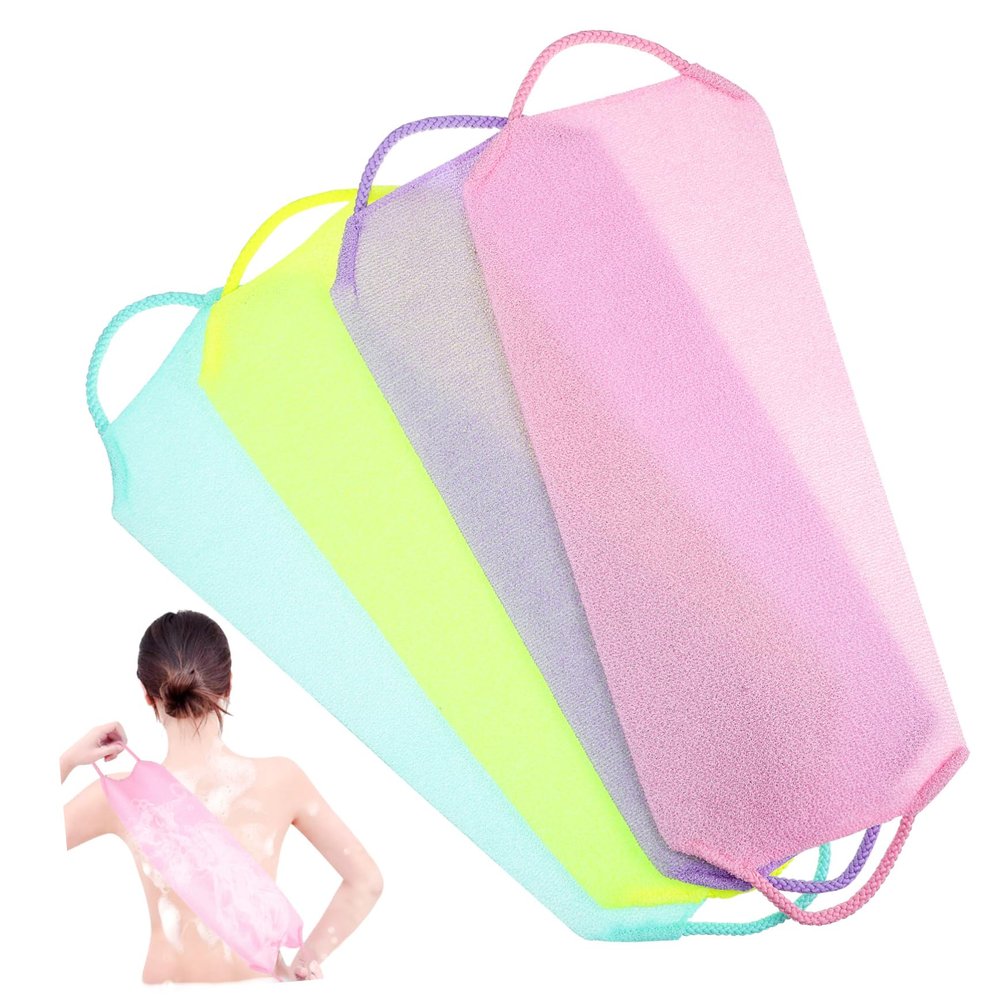 4Pcs Back Scrubber Stretchable Exfoliating Shower Towels for Skin Cleaning Soft Comfortable Body Washcloths
