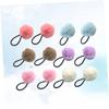 12Pcs Fluffy Ball Elastic Hair Ties Cute Ponytail Holders with Fur Ball Decor Stretchy Bands for White Pink Sky Blue Khaki Light Purple for Hair view 2
