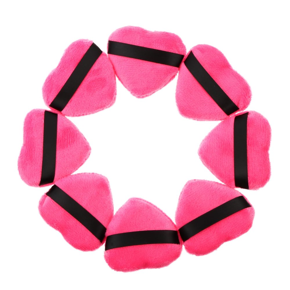 8Pcs Heart Shaped Makeup Powder with Strap Fluffy Foundation Applicators for Loose Mineral Powder Skin Friendly Beauty Tools for Smooth Application