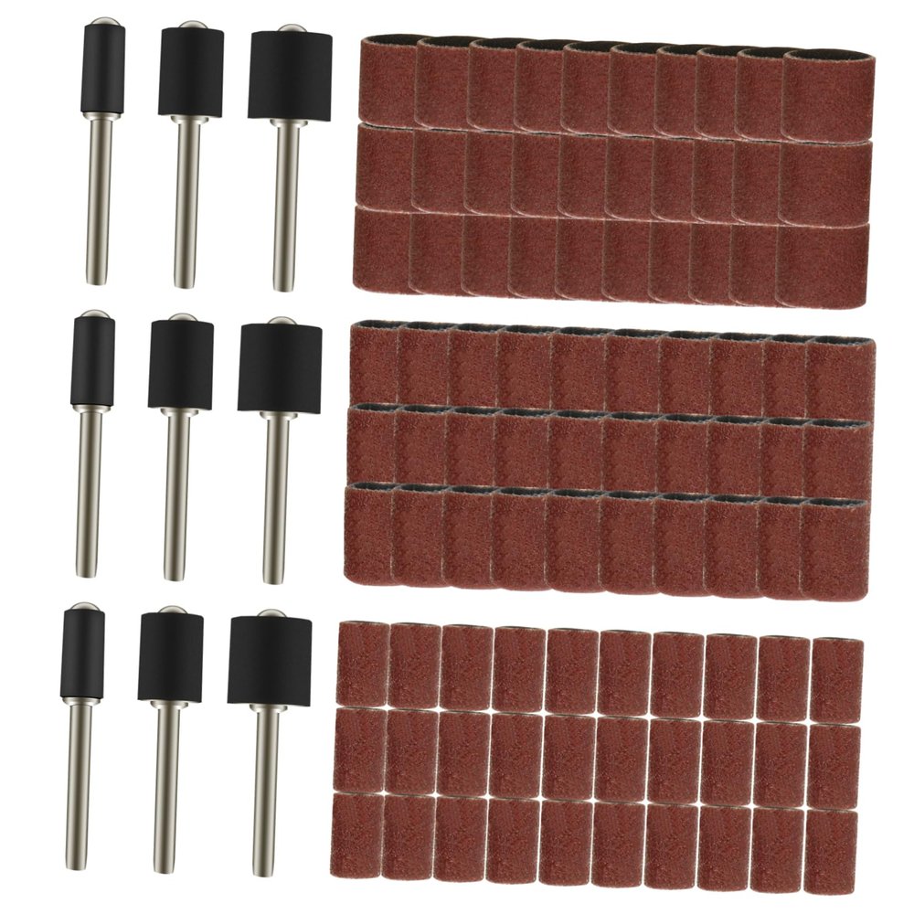 102Pcs Drum Sanding Sleeves Set with Mandrel for Nail Manicure High Performance Sanding Bands for Grinding Shaping Compatible with Nail Drill Machines
