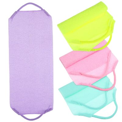 BATHVEVE 4pcs Exfoliating Shower Towels Set Stretchable Back Scrubber for Deep Cleaning for Body Exfoliation and Shower Use Soft Mesh Cloths for Skin Types