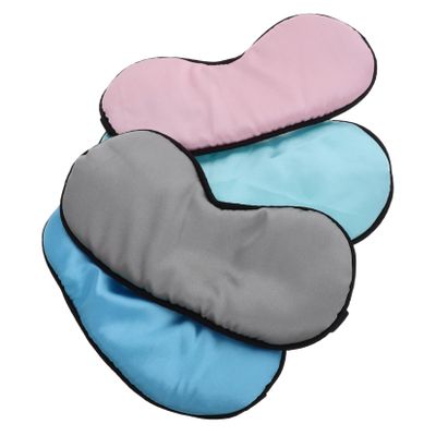 4pcs Double Sided Satin Eye Mask Soft Comfortable Blindfolds for Sleeping Travel Elastic Strap Eyeshade Kit