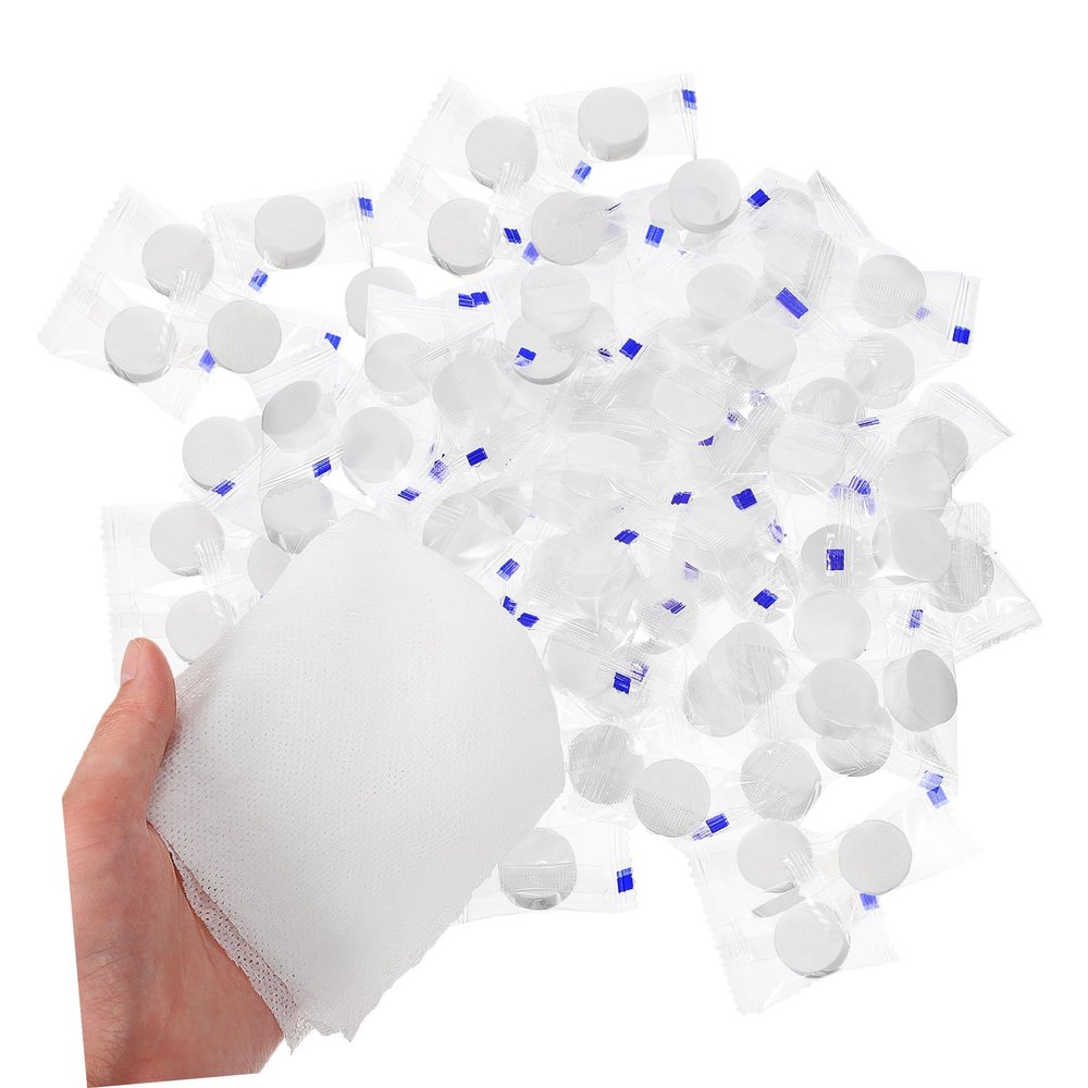 100Pcs Mini Compressed Towel Tablets Coin Tissue for Travel Sports Outdoor Use Soft Compact Lightweight for Daily Needs