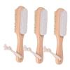 SOESFOUFU 3pcs Double-Sided Foot Exfoliator Brush Wooden Handle Pumice Stone and Bristles for Dead Skin Removal Foot Scrubbing Tool for Smooth view 1