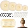 Cayton Hair Bun Net, 49 Pcs Ballet Bun Kits 4 Pcs Ballet Bun 20 Pcs 30cm Hairnets 20 Pcs U-Shaped Hair Clips 5 Pcs Elastic Bands (White) view 1