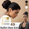 Cayton Hair Bun Net, 49 Pcs Ballet Bun Kits 4 Pcs Ballet Bun 20 Pcs 30cm Hairnets 20 Pcs U-Shaped Hair Clips 5 Pcs Elastic Bands (White) view 3