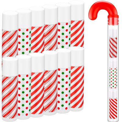 24 Pack Christmas Lip Balm Bulk Peppermint Candy Flavor Lip Balm with Candy Cane Tubes Christmas Party Gifts Stocking Stuffers Holiday Employee Staff Appreciation Gifts for Women(Exquisite)