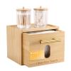 Disposable Face Towel Holder Bamboo Storage Box with 60 XL Towels, Cotton Balls Holders, Facial Towels Container Box with Drawer, Towel XL Organizer for Bathroom, Makeup Remover Dry Wipes Washcloths view 1