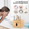 Disposable Face Towel Holder Bamboo Storage Box with 60 XL Towels, Cotton Balls Holders, Facial Towels Container Box with Drawer, Towel XL Organizer for Bathroom, Makeup Remover Dry Wipes Washcloths view 4