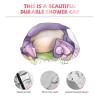 Double Layers Shower Cap For Women, Reusable Elastic Bathing Bath Cap Butterfly And Hippo Hair Caps Waterproof Ladies Spa Salon Shower Hat Hair Caps view 4