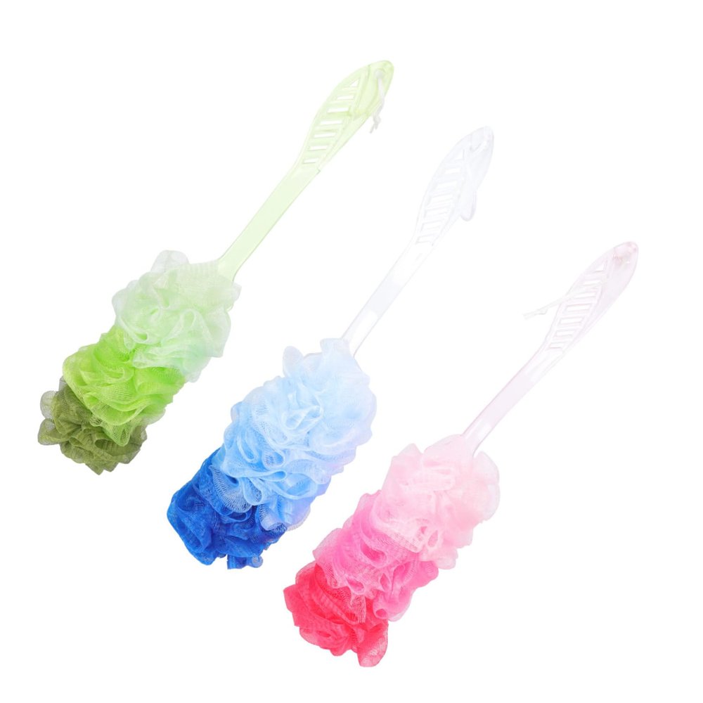3Pcs Long Handle Bath Scrubbers for Body Cleaning Soft Mesh Bath Balls with Rich Bubbling for Comfortable Bathing Experience Bathroom Accessories for Home Use