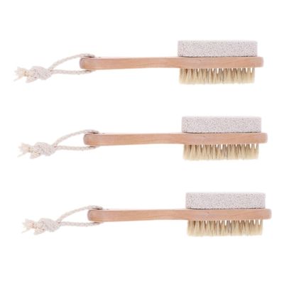PartyKindom 3pcs Dual-Sided Foot Care Brush Pumice Stone and Bristles Exfoliating Foot Scrubber for Dead Skin Removal Suitable for Shower and Pedicures