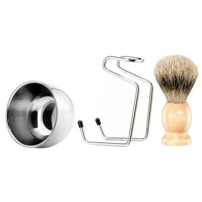 1 Set Durable Beard Grooming Kit Convenient Shaving Tool with Bowl Rack and Brush for Men Lightweight and Easy to Use for Beard Care and Maintenance