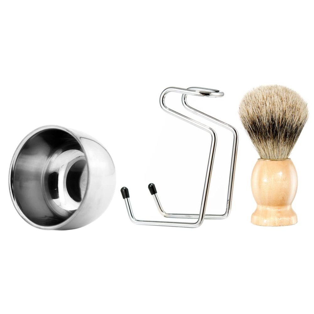 1 Set Durable Beard Grooming Kit Convenient Shaving Tool with Bowl Rack and Brush for Men Lightweight and Easy to Use for Beard Care and Maintenance
