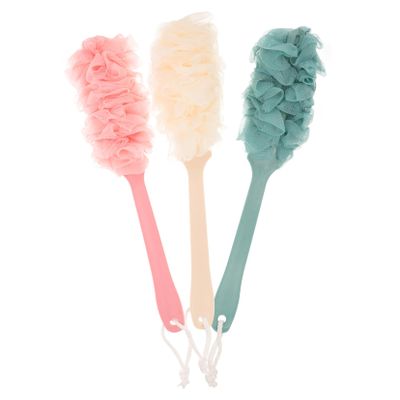 3Pcs Shower Mesh Scrubbers with Handle Soft Bath Flowers for Back Scrubbing Long Design Premium Pe Material Quick Drying Bath Accessories for Healthy Skin