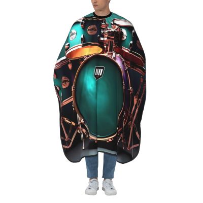 Aprons Professional Hair Cutting Cape with Adjustable Snap Closure, Cool Drum Set Barber Cape for Men Women Waterproof Hairdressing Salon Cape, Coloring Makeup Styling Home Use