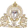 1Pc Baroque Style Rhinestone Inlaid Crown Hair Hoop for Women Elegant Bridal Headpiece for Weddings Parties and Special Occasions Golden view 3