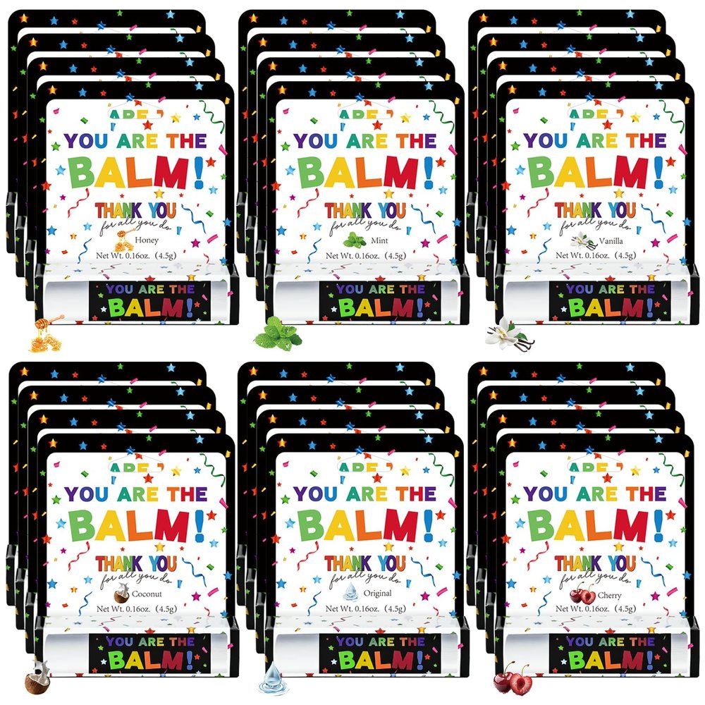 24 Pcs ChrismasEmployee Appreciation Lip Balms Bulk Staff Appreciation Gifts Thank You Team End of Year Gifts You Are The Balm Bulk for Coworkers Teacher Worker Leaving Farewell Party Favor