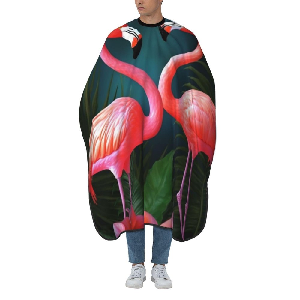 Aprons Professional Hair Cutting Cape with Adjustable Snap Closure, Flamingo Flowers Barber Cape for Men Women Waterproof Hairdressing Salon Cape, Coloring Makeup Styling Home Use
