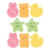 8pcs Cute Bath Sponge Set Natural Wood Pulp Scrubber for Newborns Soft Mild Cleaning Sponges Adorable Animal Designs Duck Bear Rabbit view 1