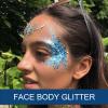 Body Face Glitter for Women Girls - Temporary Face Tattoos, Waterproof No Skin Irritation, for Singer Concerts Mermaid Festival Sequins Teen Makeup (Blue Body Glitter) view 2