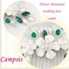 Campsis Bridal Hair Comb, Flower Hair Piece, Green Wedding Hair Accessories for Women view 4