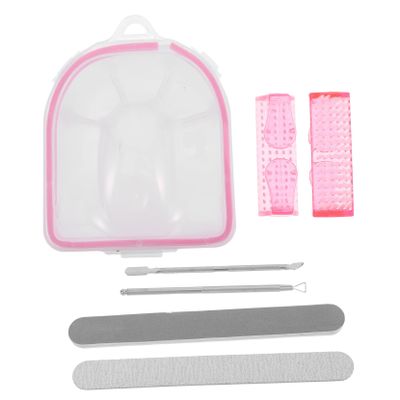 1 Set Nail Care Tools with Soaking Bowl Cuticle Pusher Buffing Files Gentle Brushes for Home and Salon Use