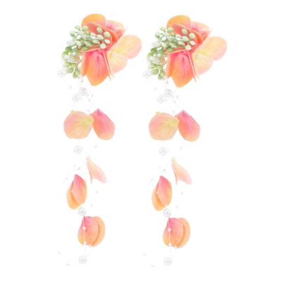 1Pair Artificial Flower Hair Clips for Women Bridal Hair Barrettes with Elegant Tassel Detail Lightweight Floral Accessories for Beach Weddings Vacations and Parties