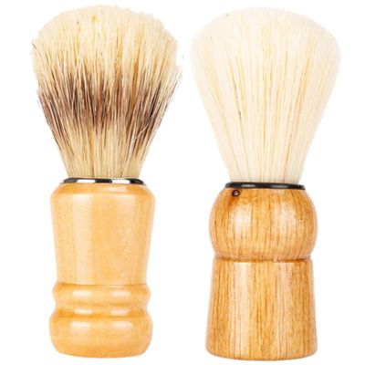 2pcs Boar Bristle Shaving Brush with Handle Durable and Comfortable Shave Accessory for Men for Home Travel Salon Use