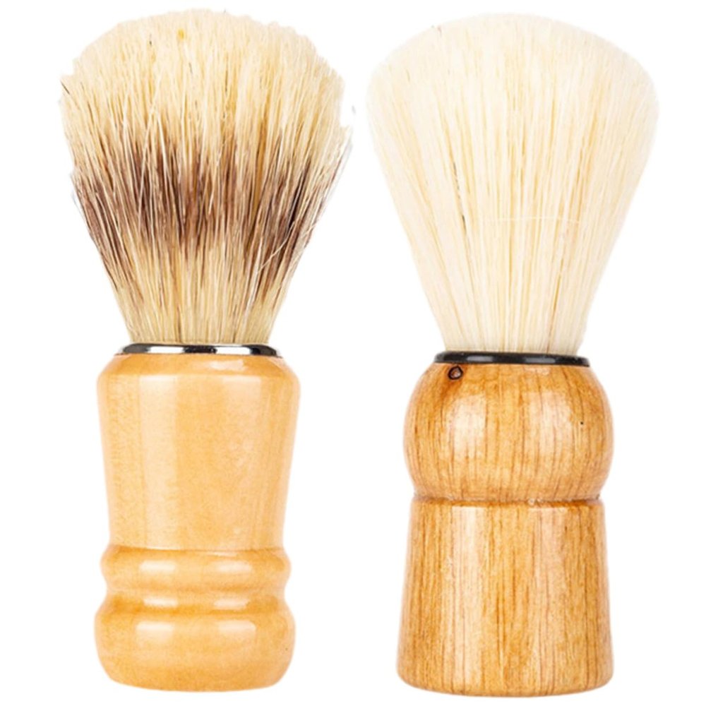 2pcs Boar Bristle Shaving Brush with Handle Durable and Comfortable Shave Accessory for Men for Home Travel Salon Use