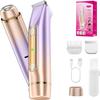 2 in 1 Bikini Trimmer for Women, Dual Head Electric Razor, IPX7 Waterproof Wet/Dry Use Women Electric Shaver, Body Facial Hair Remover for Bikini Underarm Leg Arm Body Face, Rechargeable view 1