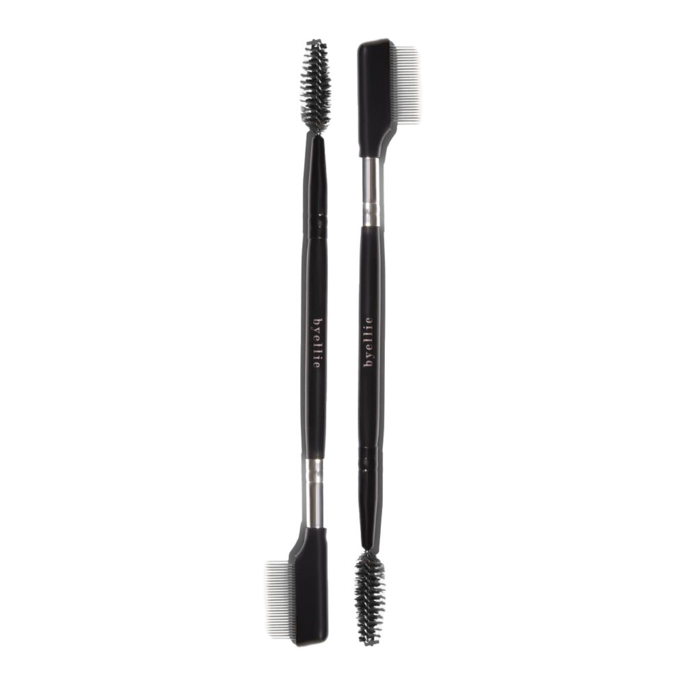 Byellie Brow Brush, Dual-Ended with Brow Comb & Precision Spoolie, Brow Gel & Wax Application, Define's & Shape's, Easy to Use Fluffy Brow Look, Natural Makeup, Vegan & Cruelty Free