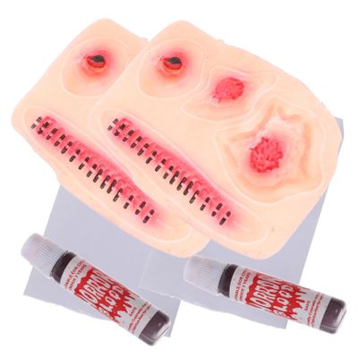 2Pcs Halloween Realistic Wound Stickers Latex Body Decorations for Costume Parties and Sweatproof Horrible Scar Makeup for Face Arms and More