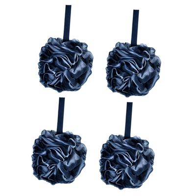 4pcs Bath Loofah Balls Sponge Mesh Poufs for Exfoliating Body Wash for Family Travel and Spa Use
